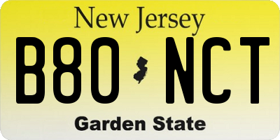 NJ license plate B80NCT