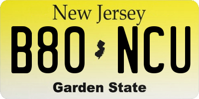 NJ license plate B80NCU