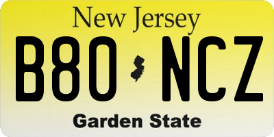 NJ license plate B80NCZ
