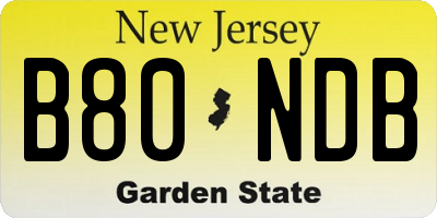 NJ license plate B80NDB