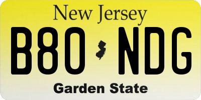 NJ license plate B80NDG