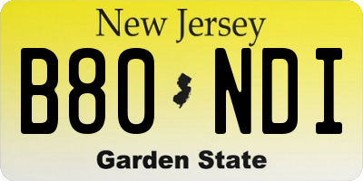 NJ license plate B80NDI