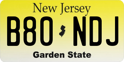 NJ license plate B80NDJ