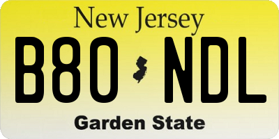 NJ license plate B80NDL