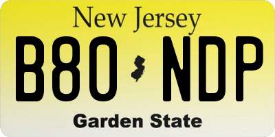 NJ license plate B80NDP
