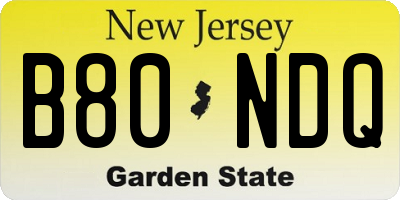 NJ license plate B80NDQ