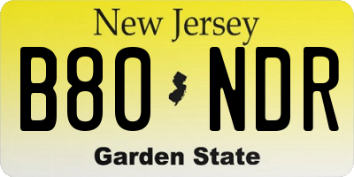 NJ license plate B80NDR