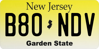 NJ license plate B80NDV
