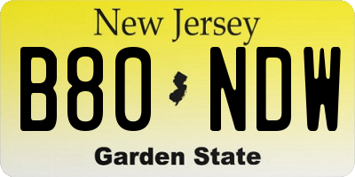 NJ license plate B80NDW