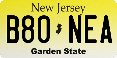 NJ license plate B80NEA