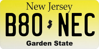 NJ license plate B80NEC