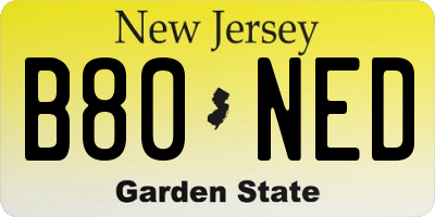 NJ license plate B80NED