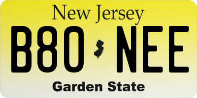 NJ license plate B80NEE