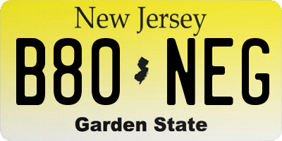 NJ license plate B80NEG