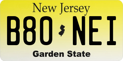 NJ license plate B80NEI