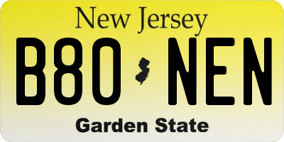 NJ license plate B80NEN