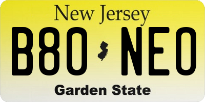 NJ license plate B80NEO