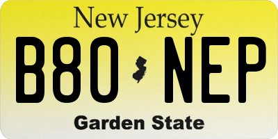 NJ license plate B80NEP