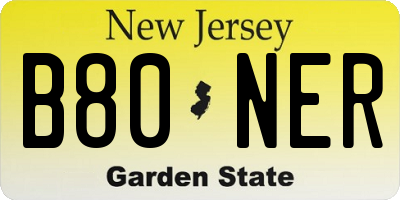 NJ license plate B80NER