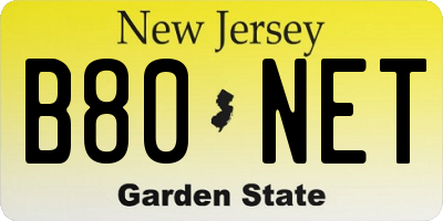 NJ license plate B80NET