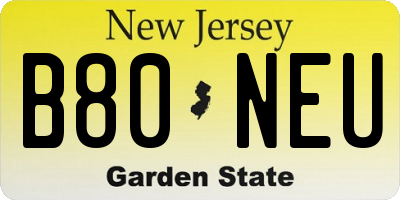 NJ license plate B80NEU