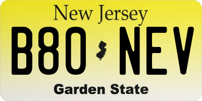 NJ license plate B80NEV