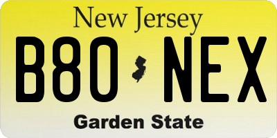 NJ license plate B80NEX