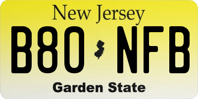NJ license plate B80NFB