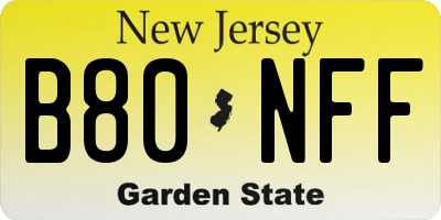 NJ license plate B80NFF