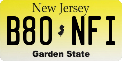 NJ license plate B80NFI