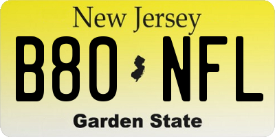NJ license plate B80NFL