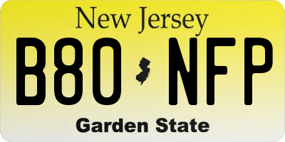 NJ license plate B80NFP