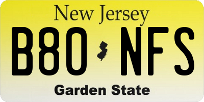 NJ license plate B80NFS