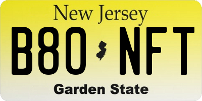NJ license plate B80NFT