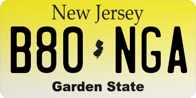 NJ license plate B80NGA