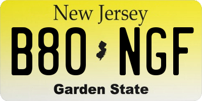 NJ license plate B80NGF