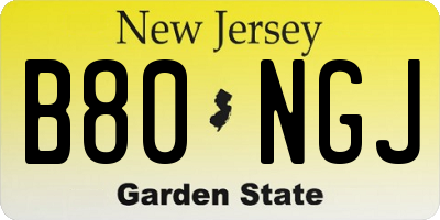NJ license plate B80NGJ