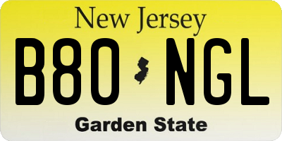 NJ license plate B80NGL