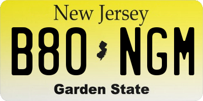 NJ license plate B80NGM