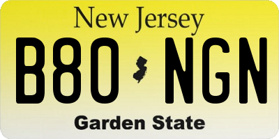 NJ license plate B80NGN