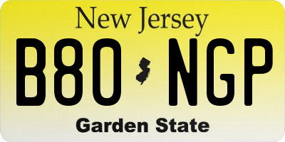 NJ license plate B80NGP