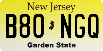 NJ license plate B80NGQ
