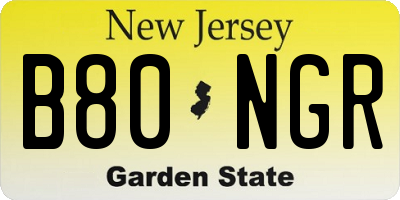 NJ license plate B80NGR