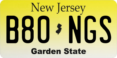NJ license plate B80NGS