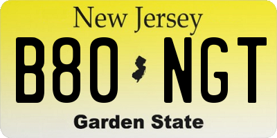 NJ license plate B80NGT