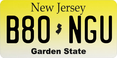 NJ license plate B80NGU