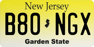 NJ license plate B80NGX