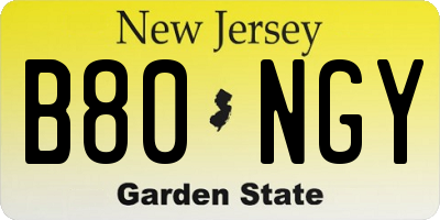 NJ license plate B80NGY