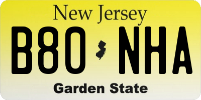 NJ license plate B80NHA