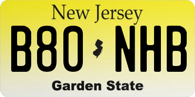 NJ license plate B80NHB